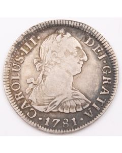 1781 FF Mexico 2 Reales silver coin VF+