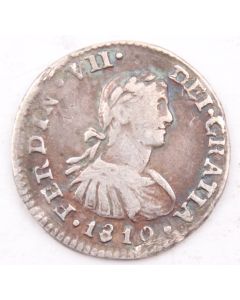 1810 HJ Mexico 1/2 Real silver coin VF