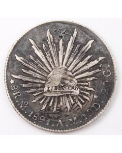 1891 Mo AM Mexico 8 Reales silver coin 26.98 grams Chop marks