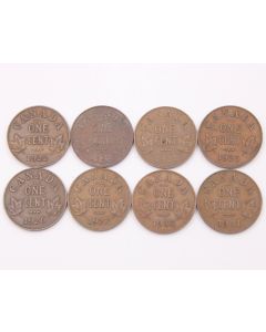 1922 1923 1924 1925 1926 1927 1930 1931 Canada key date cents 8-coins VF