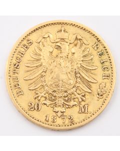 1872 B Germany Prussia 20 Mark gold coin VF+