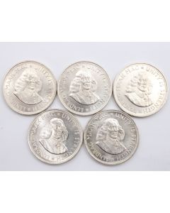 5x 1952 South Africa 5 Shillings Capetown large silver coins 5-coins Choice UNC