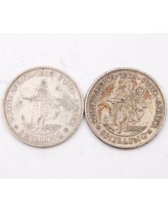 1929 1938 South Africa One Shilling silver coins 2-coins circulated