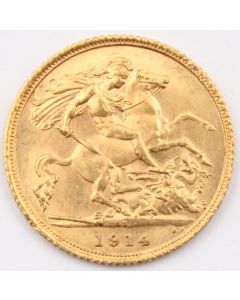 1914 S Sydney mint Half sovereign gold coin Choice UNC