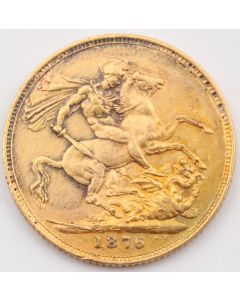 1876 Great Britain gold sovereign coin VF+