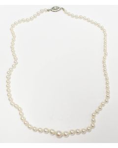 Luxury 14K White Gold Diamond 81x Pearl Necklace 18" length