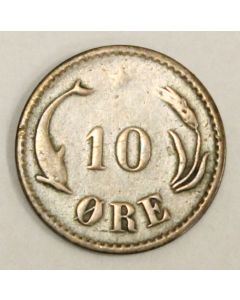 1884 H Denmark 10 Ore •