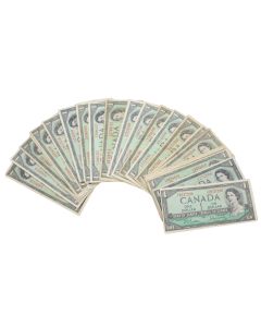 40x 1954 Canada $1 circulated banknotes some damaged $40 face value