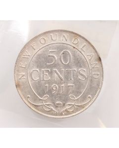 1917c  Newfoundland 50 cents ICCS EF-45