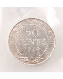 1919c  Newfoundland 50 cents ICCS EF-45