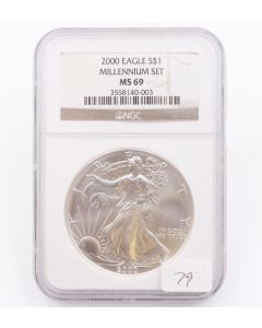 2000 Millennium Set MS69 American Silver Eagle NGC Brown Label