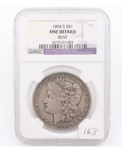 1894 S Morgan silver dollar NGC FINE details bent