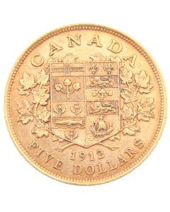 1912 Canada $5 gold coin EF