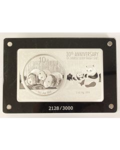 2013 China Panda .999 Fine Silver 3oz Proof Coin Bar 30th Anniversary Set