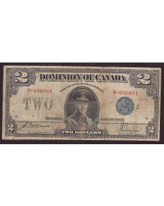 1923 Canada $2 banknote DC-26h McCavour Saunders R-686061 Fine