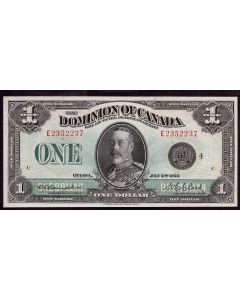 1923 Canada $1 banknote Black Seal-4  E2352237 very nice Choice AU