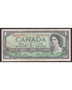 1954 Canada $1 replacement note Beattie Rasminsky No FPN *B/M0444741 FINE