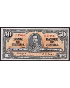 1937 Canada $50 banknote Coyne Towers B/H4550890 Choice EF/AU EPQ