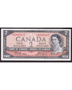 1954 Canada $2 replacement banknote BC-34aA *A/B0025107 Choice AU/UNC