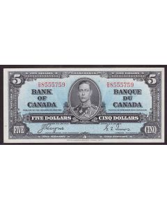 1937 Canada $5 banknote Coyne Towers D/S8555759 AU