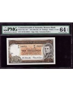 Australia 10 shillings banknote 1961-65 PMG Choice UNC64 EPQ