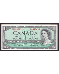 1954 Canada $1 banknote Beattie Rasminsky H/F4080649 Choice UNC