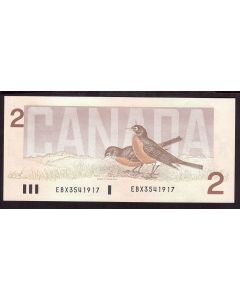 1986 Canada $2 banknote Theissen Crow EBX3541917 UNC