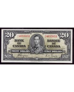 1937 Canada $20 banknote Coyne Towers H/E4655953 Choice EF/AU