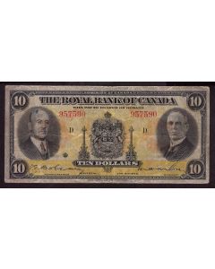 1935 Royal Bank of Canada $10 957590 waxy surface and missing most of reverse