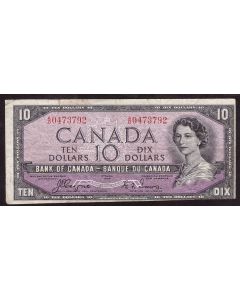 1954 Canada $10 Devils Face note BC32a A/D0473792 FINE details trimmed