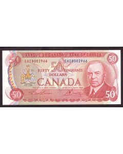 1975 Canada $50 note Lawson Bouey EHE8002966 RCMP Musical Ride AU/UNC
