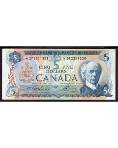 1972 Canada $5 replacement banknote Lawson Bouey *SF2311228 nice AU