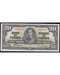 1937 Canada $20 banknote Coyne Towers J/E3965760 nice EF+