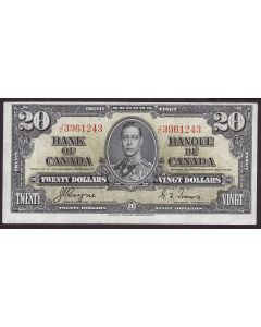 1937 Canada $20 banknote Coyne Towers J/E3961243 EF/AU