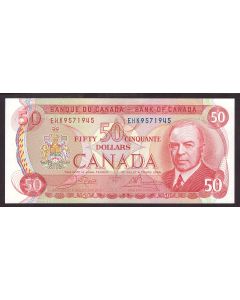 1975 Canada $50 note Crow Bouey EHK9571945 RCMP Musical Ride AU/UNC