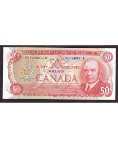 1975 Canada $50 note Crow Bouey EHM4608948 RCMP Musical Ride AU/UNC