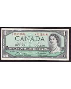 1954 Canada $1 replacement note Beattie *A/Y0110694 nice EF/AU