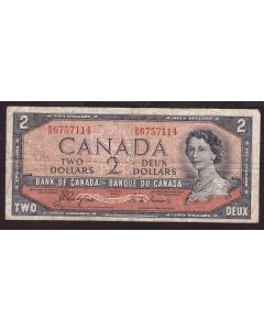 1954 Canada $2 Devils Face note Coyne Towers BC30a B/B6757114 FINE