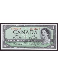 1954 Canada $1 Devils Face note BC29b Beattie Coyne O/A5754273 nice UNC+