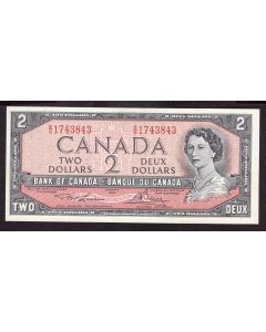 1954 Canada $2 banknote Lawson Bouey S/G1743843 Choice Uncirculated