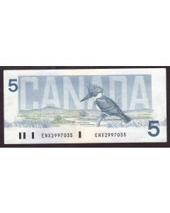 1986 Canada $5 banknote Crow Bouey Blue BPN ENX2997035 AU