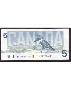 1986 Canada $5 banknote Thiessen Crow Kingfisher EPC7000172 nice EF/AU
