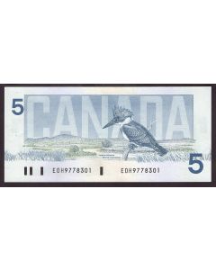 1986 Canada $5 banknote Crow Bouey BBPN EOH 9778301 Choice AU/UNC