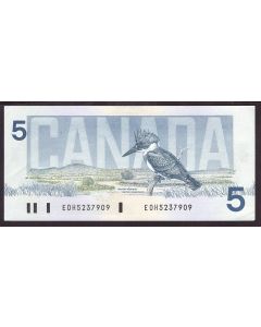 1986 Canada $5 banknote Crow Bouey BBPN EOH 52379090 Choice AU/UNC