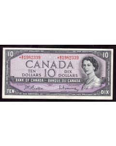 1954 Canada $10 replacement banknote Beattie Rasminsky *B/D 1982339 EF/AU