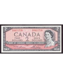 1954 Canada $2 banknote Lawson Bouey O/G0411718 Choice Uncirculated