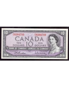 1954 Canada $10 banknote Beattie Rasminsky P/V 8384799 Choice Uncirculated+