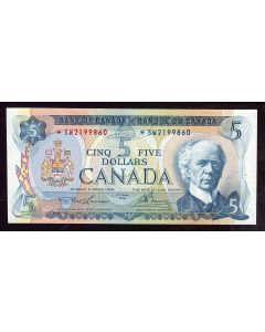 1972 Canada $5 replacement banknote Lawson *SW2199860 Choice UNC+ EPQ