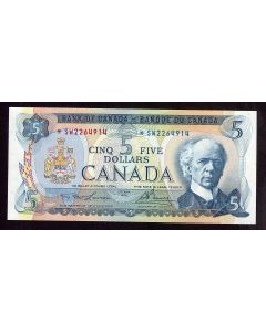 1972 Canada $5 replacement banknote Lawson *SW2264914 Choice UNC+ EPQ
